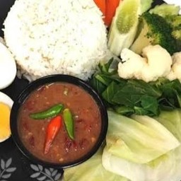 ข้าว+น้ำพริกกะปิ+ผักต้ม