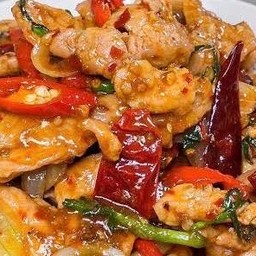 พริกเผาหมูชิ้น-ราดข้าว