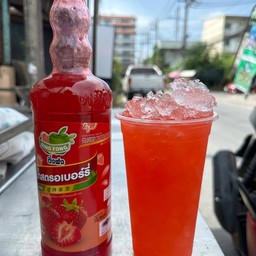 น้ำสตอเบอร์รี่โซดา เย็น ( 22oz )
