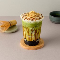 มัทฉะลาเต้ไข่มุกพ่นไฟ