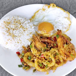 ข้าวคั่วพริกเกลือทะเล (กุ้ง,หมึกวง)