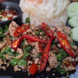 [อร่อยซ่ากับโค้ก] ข้าวกะเพราหมูสับ +  โค้ก ออริจินัล (กระป๋อง) 