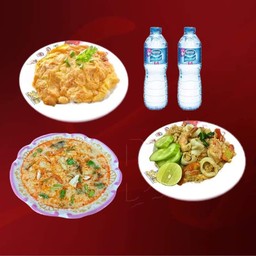 ข้าวไข่เจียวกุ้งสับ1+ข้าวผัดรวมมิตร1+ต้มยำรวมน้ำข้น1+น้ำเปล่า2