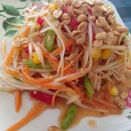 ตำไทยใส่ปู (ใส่กุ้งเนื้อ ถั่วคั่ว ปูจืด