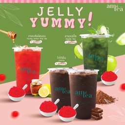 Jelly Yummy! ชาแดงฮันนี่เลมอน+เยลลี่แดง, ชาแอปเปิ้ล+เยลลี่แดง, โกโก้เย็น+เยลลี่แดง 2 แก้ว