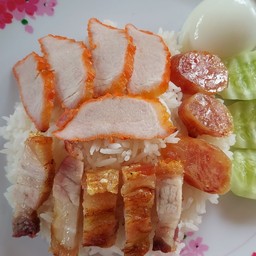 ข้าวหมูแดง+หมูกรอบ