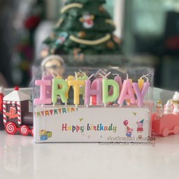 เทียนตัวอักษร HBD คละสีพาสเทล