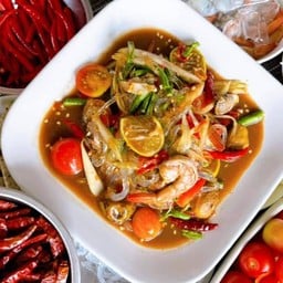 ตำปลาร้า เส้นแก้ว กุ้ง