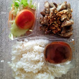 ข้าวสเต็กสันคอหมูซอสแจ๋ว