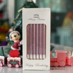 เทียนตรงยาว สีชมพู