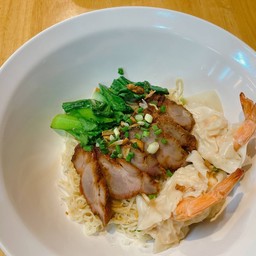 บะหมี่ หมูแดง+เกี๊ยวกุ้ง (แห้ง)