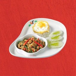 ข้าวกะเพราป่าสาระพรรณ หมูสับ+ไข่ดาว