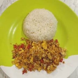 Minced Pork Omelette With Chili And Salt On Rice