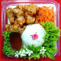 ครัว จุ๋มจิ๋ม ข้าวหน้าหมูทอด/ชาไทย ชาเขียว