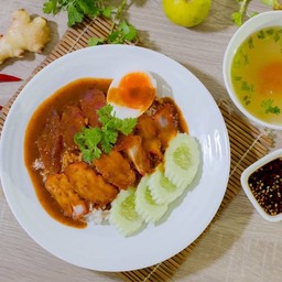 ข้าวหมูแดง+หมูกรอบ (พิเศษ)