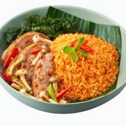 ข้าวผัดน้ำพริกเผาเป็ด+ไข่ดาว