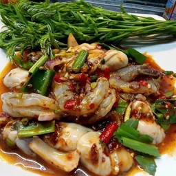 ยำหอยนางรมกุ้งสด