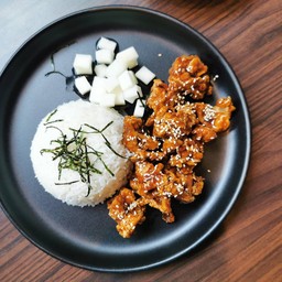 ข้าวไก่กรอบเกาหลี+ซุป
