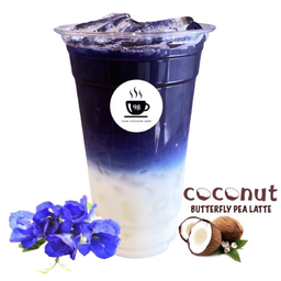 ชาอัญชัน โคโคนัท ลาเต้ เย็น - ICED COCONUT BUTTERFLY PEA TEA LATTE