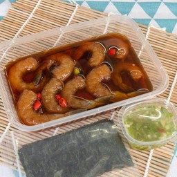 กุ้งดองซีอิ้วญี่ปุ่น 9-10 ตัว แถม ข้าวญี่ปุ่น