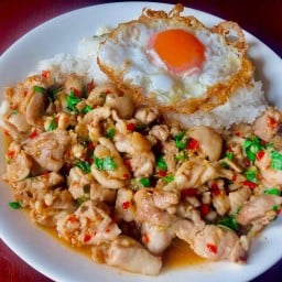 ข้าวกะเพราไฟลุก+กาแฟสด KS Coffee