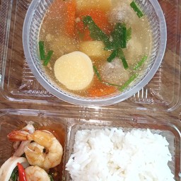 กระเพราทะเล+แกงจืด