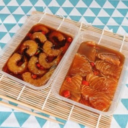 ชุดเลิฟคู่  แซลมอนดองซีอิ้ว+กุ้งดองซีอื้ว