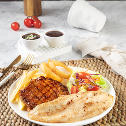 คอมบาย 3 - สเต็กปลาดอรี่ย่าง + สเต็กไก่สไปซี่