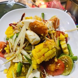 ตำข้าวโพด ไข่เค็ม (ใส่ปลาร้า)