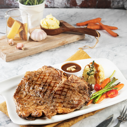 สเต็กทีโบน โคขุน ซอสบราวน์เห็ด