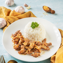 ข้าวหมู ทอดกระเทียม