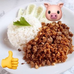 หมูสับทอดกระเทียมราดข้าว(ทอด)
