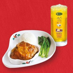 ข้าวซี่โครงหมูอบ อ.มัลลิการ์+น้ำสมุนไพร