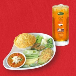ข้าวน้ำพริกไข่ปู+น้ำสมุนไพร