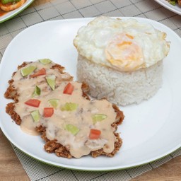 ข้าวไก่กรอบซอสมะนาว