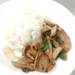 ข้าวกระเพราเป็ดชิ้น