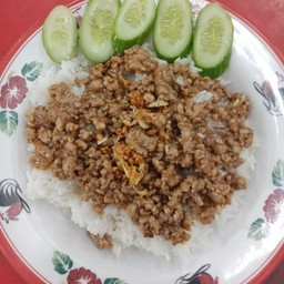 ข้าวหมูสับทอดกระเทียม