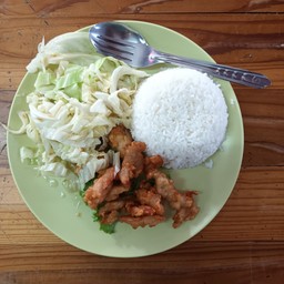 ข้าวไกทอดเกลือ+กระหล่ำปีน้ำปลา