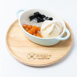 No.34 ไอศครีมทุเรียนหมอนทอง ลูกชิด เฉาก๊วย มันหวานสีส้ม