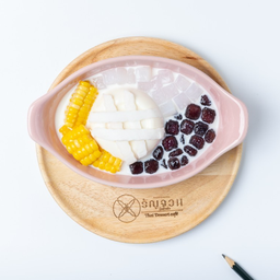 No.36 พุดดิ้งมะพร้าวอ่อน มันหวานสีม่วง วุ้นมะพร้าว ข้าวโพด