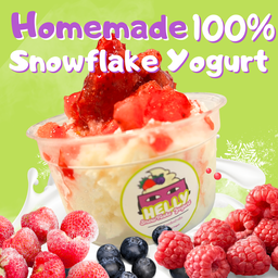 โยเกิร์ตเกล็ดหิมะ+ สตอเบอรี่แช่แข็ง