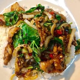 ผัดพริกเผาหมูชิ้น(ฟรีไข่ดาว)