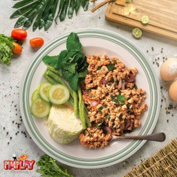 ลาบหมูราดข้าว