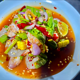 ยำกุ้งโทโทน สด+สุก