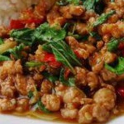 (กับข้าว) กระเพราหมูสับ