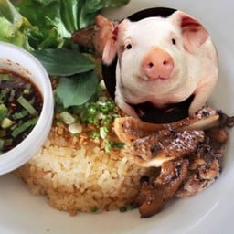 Garlic streamed Rice with Grilled Pork