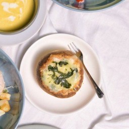 Spinach in bread bowl
