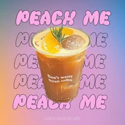 Peach me กาแฟสกัดเย็น ผสมพีช (เมนูนี้แยกน้ำแข็งไม่ได้นะคะ)