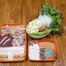 หมูกระทะ-สุกี้ หมู+ทะเล ชุดใหญ่