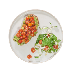 B13 Avocado & Tomato On Toast ขนมปังหน้าอโวคาโด้ มะเขือเทศ